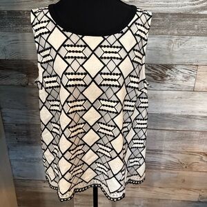 NWT Nine West Black and White Patterned Tank Top